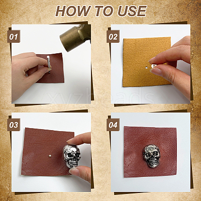 16 Bags Tibetan Style Skull Alloy Decorative Rivets DIY-DR0007-75AS-1
