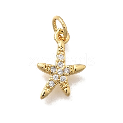 Brass Micro Pave Clear Cubic Zirconia Charms KK-D431-053D-G-1