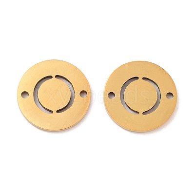 PVD Vacuum Plating 201 Stainless Steel Hollow Flat Round Links FIND-R149-03O-G-1