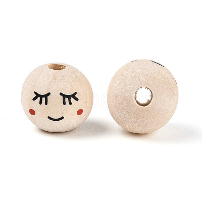 Printed Schima Wood Beads WOOD-T033-02C-1