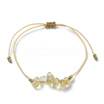 Natural Citrine Chips Braided Bead Bracelets BJEW-JB09851-11-1