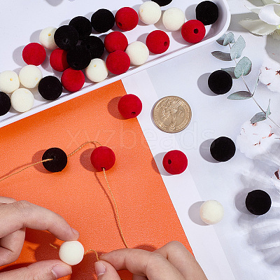 48Pcs 3 Colors Flocky Opaque Acrylic/Plastic Beads KY-SC0002-46-1