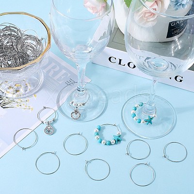 316 Surgical Stainless Steel Wine Glass Charms Rings STAS-SC0007-26P-1