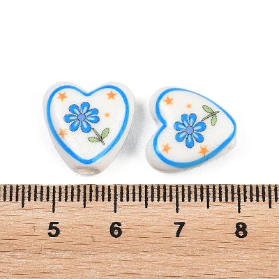 Floral Printed Porcelain Beads PORC-A033-01C-1