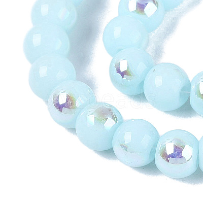 Electroplate Opaque Glass Beads Strands EGLA-Q132-6MM-01C-12-1