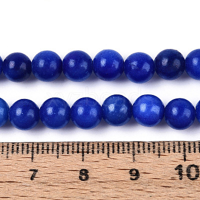 Dyed Natural Mashan Jade Round Beads Strands G-T139-6mm-67E-1