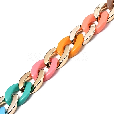 Handmade Opaque Acrylic & CCB Curb Chains AJEW-JB00685-1