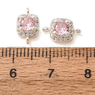 Brass Pave Pink Cubic Zirconia Connector Charms CU-CBAEC99-14S-1