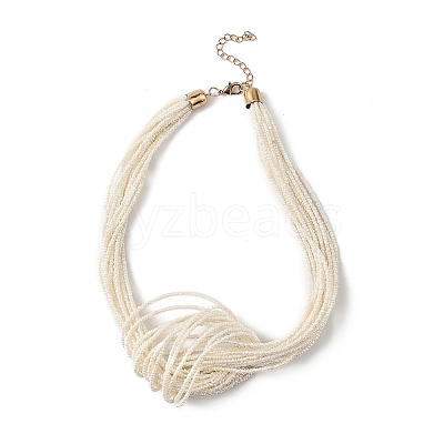 Bohemia Style Glass Seed Bead Multi-strand Necklaces NJEW-H063-02G-1