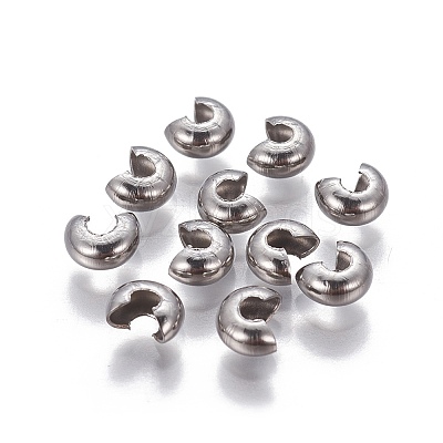 Tarnish Resistant 304 Stainless Steel Crimp Beads Covers X-STAS-P239-34P-01-1
