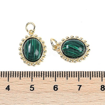 Synthetic Malachite Oval Pendants KK-U043-46G-C-1