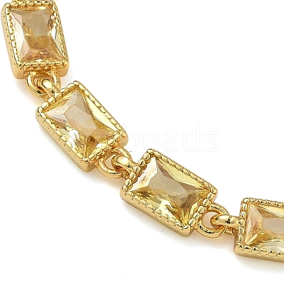 Rectangle Brass Pave Cubic Zirconia Link Chain Bracelets for Women BJEW-P385-05G-07-1