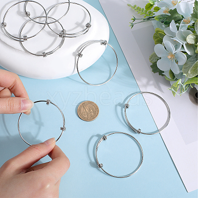 10Pcs Adjustable 201 Stainless Steel Expandable Bangle Making STAS-SC0008-09-1