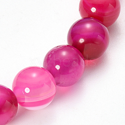 Natural Striped Agate/Banded Agate Beaded Stretch Bracelets BJEW-Q692-03F-1