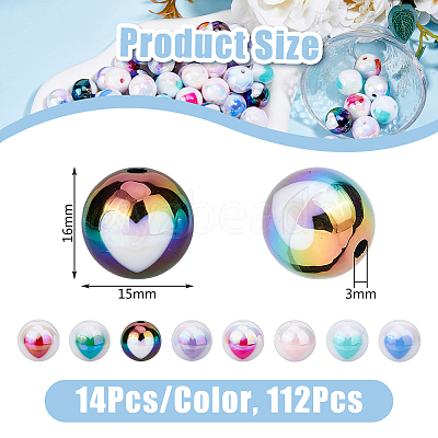 112PCS 8Colors UV Plating Rainbow Iridescent Acrylic Beads OACR-DC0001-21-1