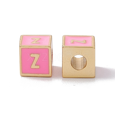 Rack Plating Brass Enamel Beads KK-B060-04G-05Z-1