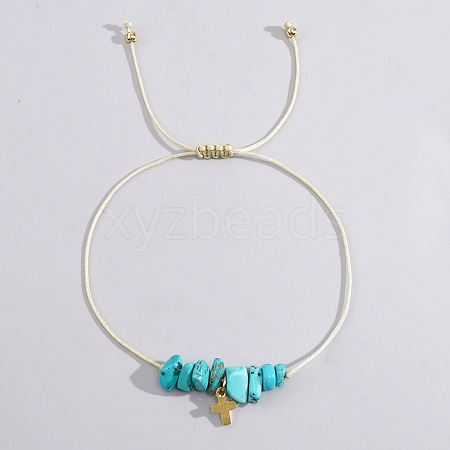 Bohemian Style Cross Synthetic Turquoisee Braided Beaded Bracelets for Women XK2373-8-1