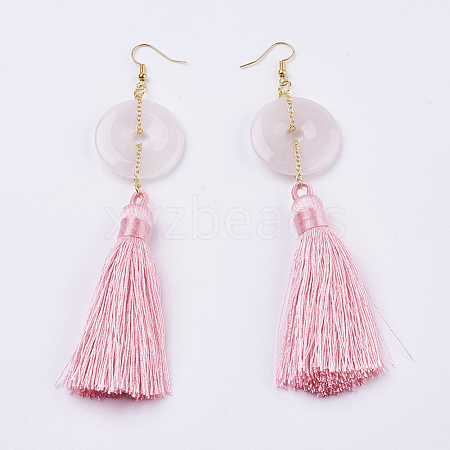 Nylon Tassel Dangle Earrings EJEW-F108-A04-1