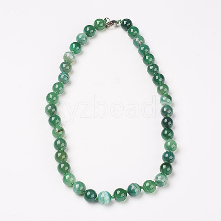 Natural Dyed Agate Beads Necklaces NJEW-F139-6mm-17-1