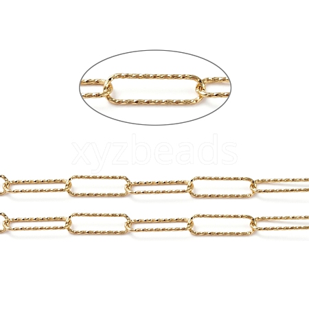 Soldered Textured Brass Paperclip Chains CHC-G005-21G-1