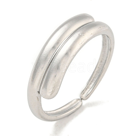 Non-Tarnish 304 Stainless Steel Bypass Open Cuff Ring for Women RJEW-A043-16P-1