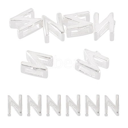 6Pcs 925 Sterling Silver Hollow Initial Beads STER-TA0001-53N-1