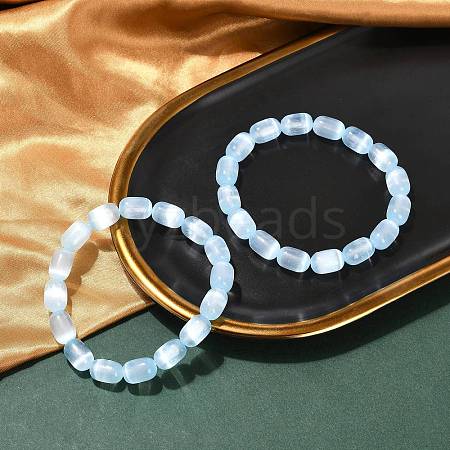 Dyed Natural Selenite Column Beaded Stretch Bracelets for Women BJEW-I312-05B-1