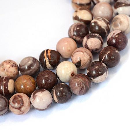 Natural Zebra Jasper Round Bead Strands G-E334-4mm-12-1