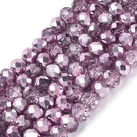 Transparent Electroplate Glass Beads Strands EGLA-Q131-01A-05-1