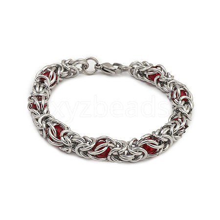 Non-Tarnish 201 Stainless Steel Rope Chain Bracelets BJEW-R313-08A-P-1