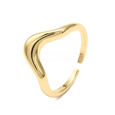 Brass Open Cuff Ring for Woman RJEW-F146-03G-1