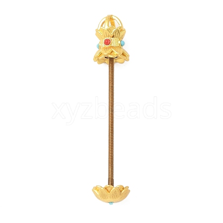 Lotus Shape Brass Screw Peg Bails KK-NH0008-06MG-1