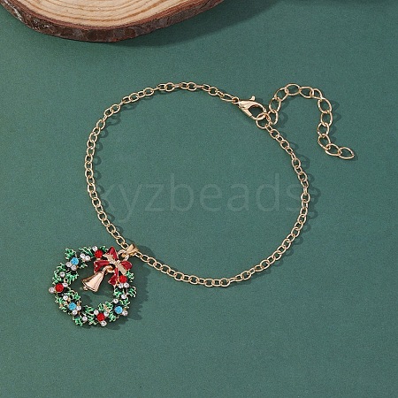 Christmas Wreath & Christmas Bell Alloy Charm Bracelets WG06691-01-1