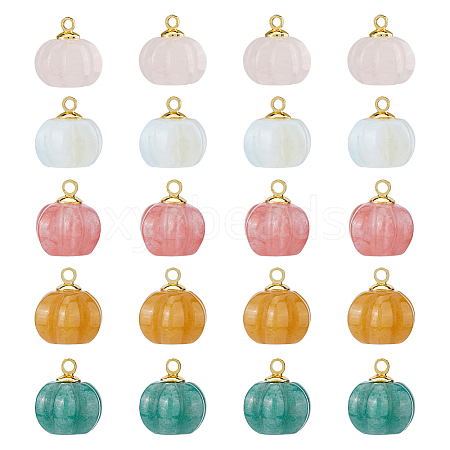 20Pcs 5 Colors Natural Green Aventurine & Topaz Jade & Rose Quartz PALLOY-FH00086-1