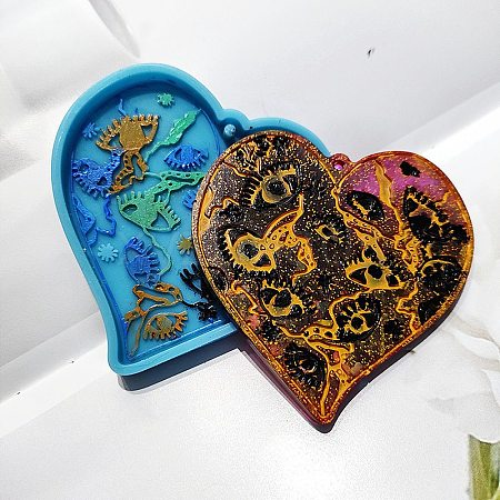 DIY Realistic Style Heart Pendant Food Grade Silicone Molds DIY-G083-03-1