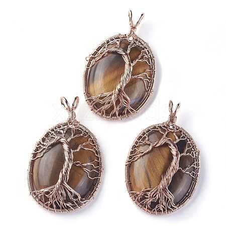 Natural Tiger Eye Big Pendants G-G771-C02-1