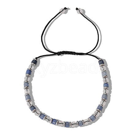 Natural Blue Spot Jasper Beads Braided Bead Bracelets for Men FW9359-1-1