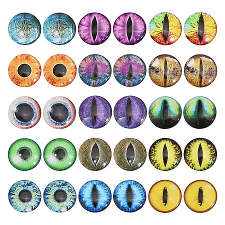 CHGCRAFT 30Pcs 15 Colors Luminous Self Adhesive Glass Eyes Cabochons DIY-CA0006-29-1