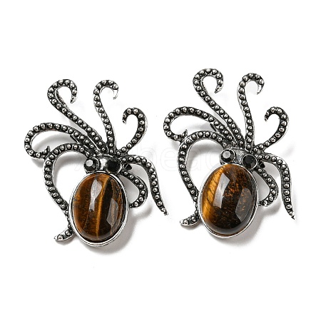 Natural Tiger Eye Octopus Brooch G-Z050-01F-1