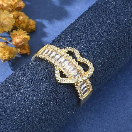 Brass Micro Pave Clear Cubic Zirconia Finger Rings RJEW-G336-06G-1