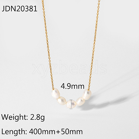 Gold Plated Stainless Steel Lock Collar Necklace with Natural Freshwater Pearl ST6721823-1