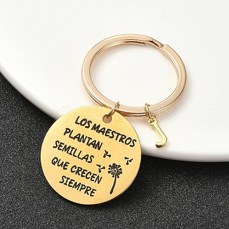 201 Stainless Steel & Brass Letter Keychain KEYC-YW00095-10-1