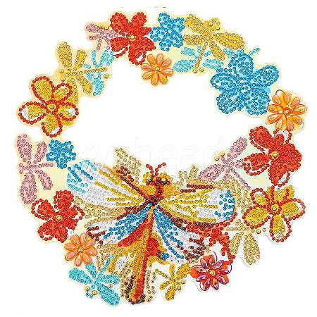 Wreath with Dragonfly DIY Diamond Painting Display Kits PW-WG30659-01-1