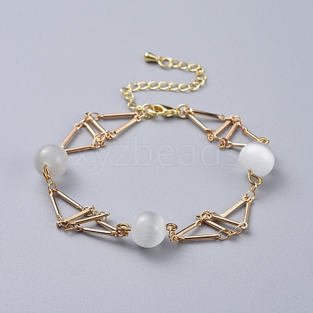 (Jewelry Parties Factory Sale)Brass Bar Link Chain Bracelets BJEW-JB04504-01-1