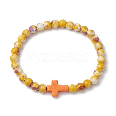 Synthetic Gemston Stretch Bracelets BJEW-JB11015-02-1