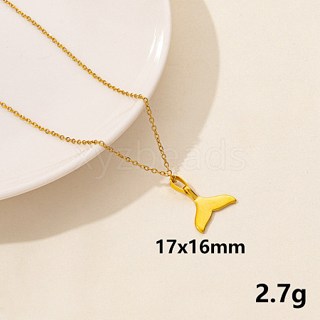 304 Stainless Steel Fishtail Pendant Necklaces JQ3185-12-1