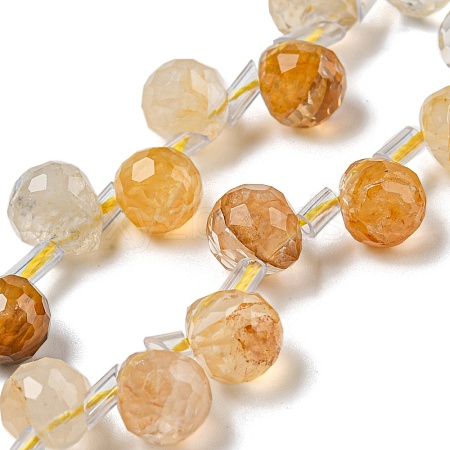 Natural Yellow Hematoid Quartz/Golden Healer Quartz Beads Strands G-H297-B17-02-1