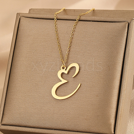 304 Stainless Steel Heart Initial Pendant Necklaces for Women Men FS-WG51A4F-23-1