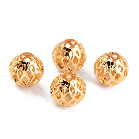 Long-Lasting Plated Hollowed Brass Beads KK-O133-002B-G-1