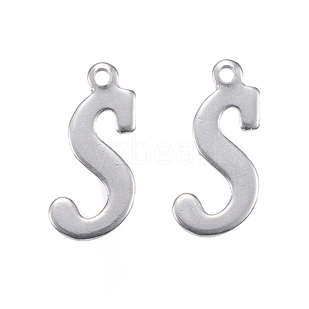 Tarnish Resistant 304 Stainless Steel Letter Charms LS-STAS-F039-01S-P-1